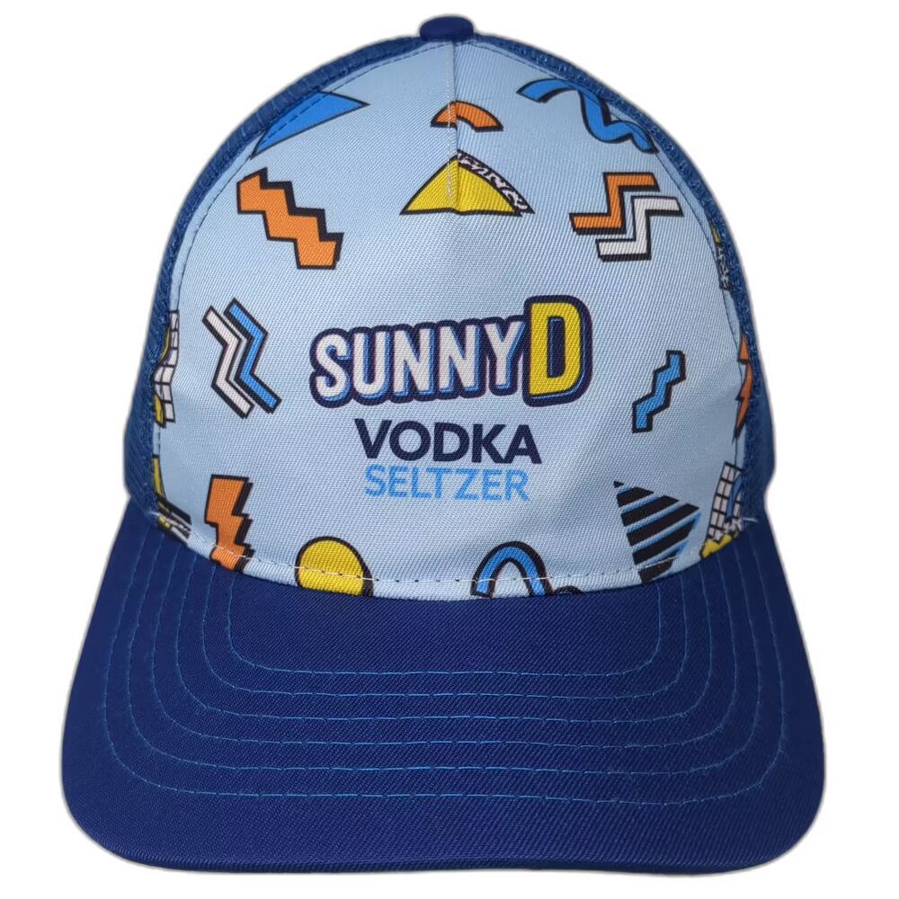 SunnyD Vodka Seltzer Trucker Hat Blue OS Mesh Snapback Graphic Pattern Print